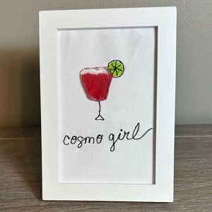 Cosmo Girl Embroidered Art with Sea Glass